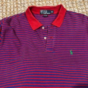 Polo by Ralph Lauren Men’s Red Blue striped and Red Pique XL Bundle of 2